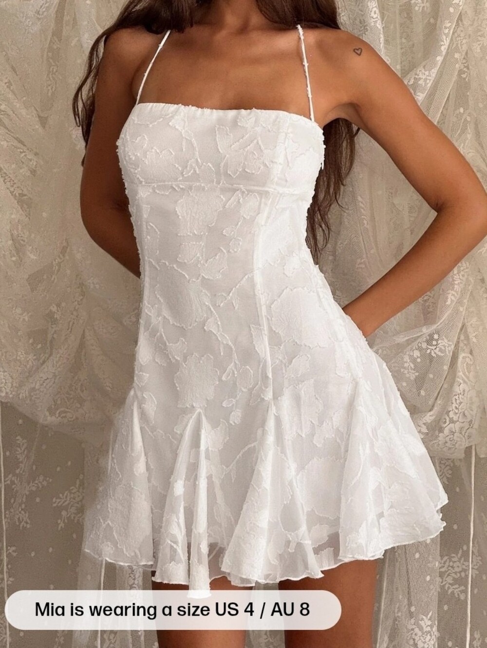 NWOT/ Princess Polly Delamere Mini Dress White Burnout Size 4